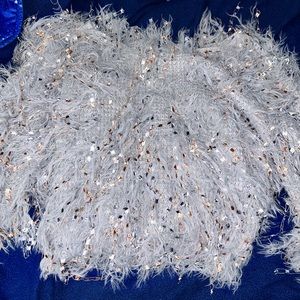 Light Blue Furry Confetti Knit Sweater